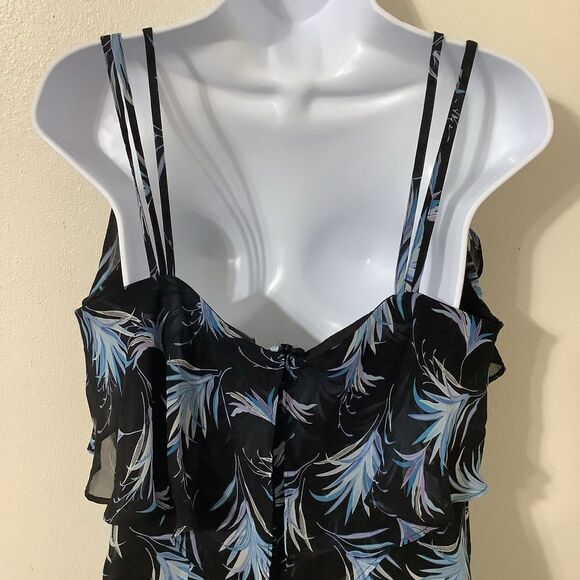 Taylor Coastal Tropical Cruise Beachy Tiered Summer Casual Ruffle Dress Sz 10 - Picture 5 of 9